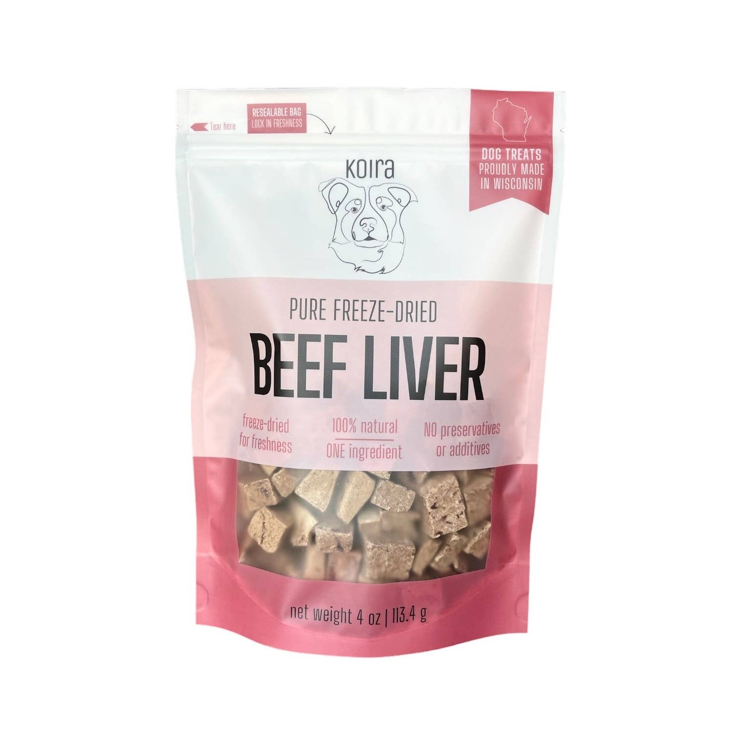 Freeze-dried Beef Liver Dog Treats: 4 oz Bag