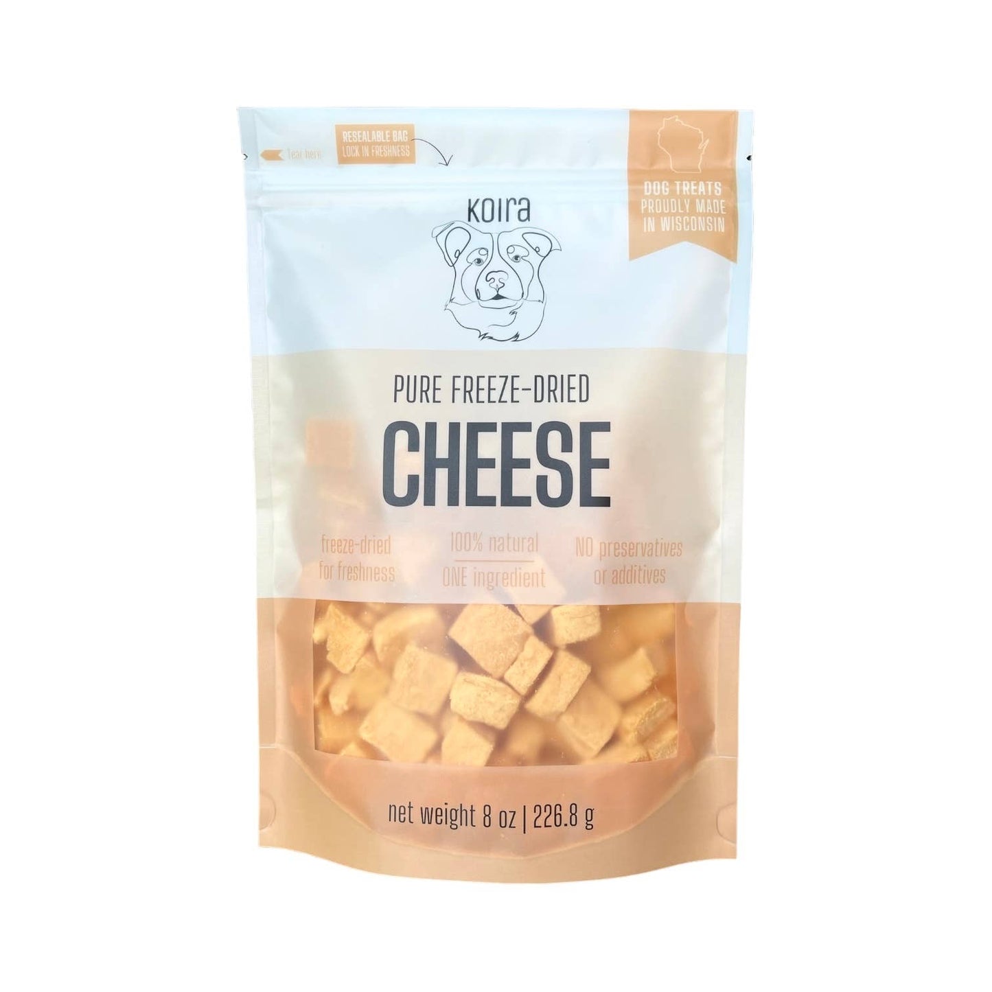Freeze-Dried Cheese Dog Treats: 8 oz Bag