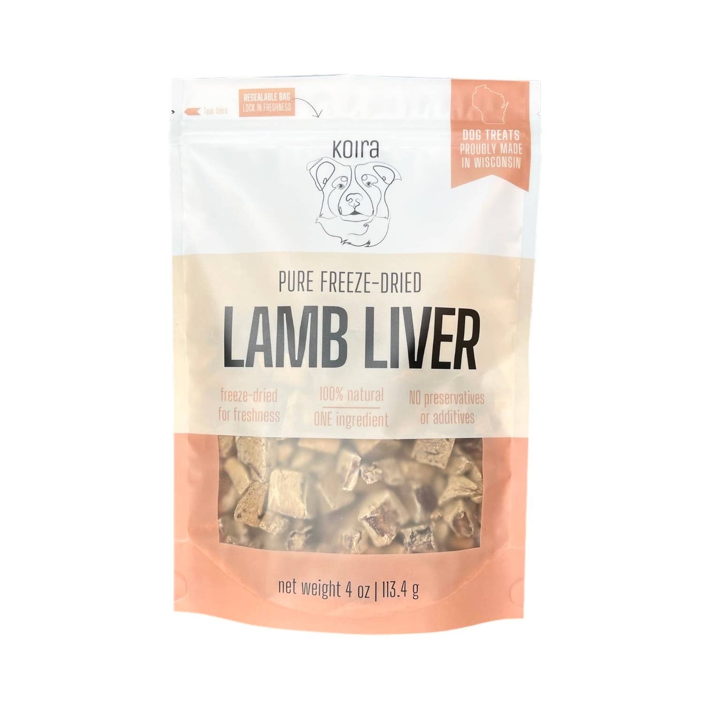 Freeze-dried Lamb Liver Dog Treats: 4 oz Bag