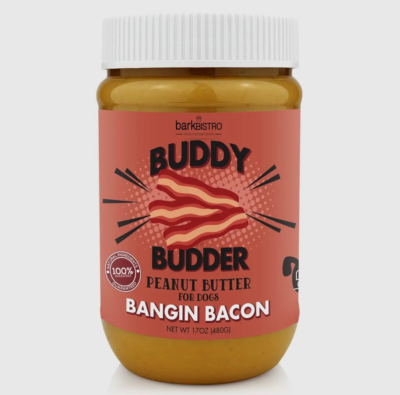 Bark Bistro Company Banging Bacon Buddy Budder Dog Lickable Treats, 17-oz jar