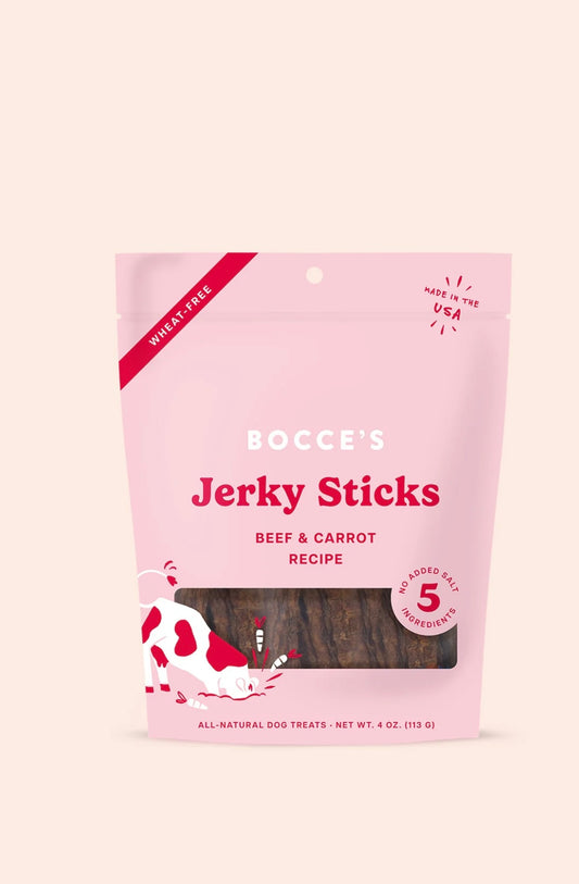 Bocce's Bakery Grazers Beef Jerky Dog Treats, 4-oz pouch