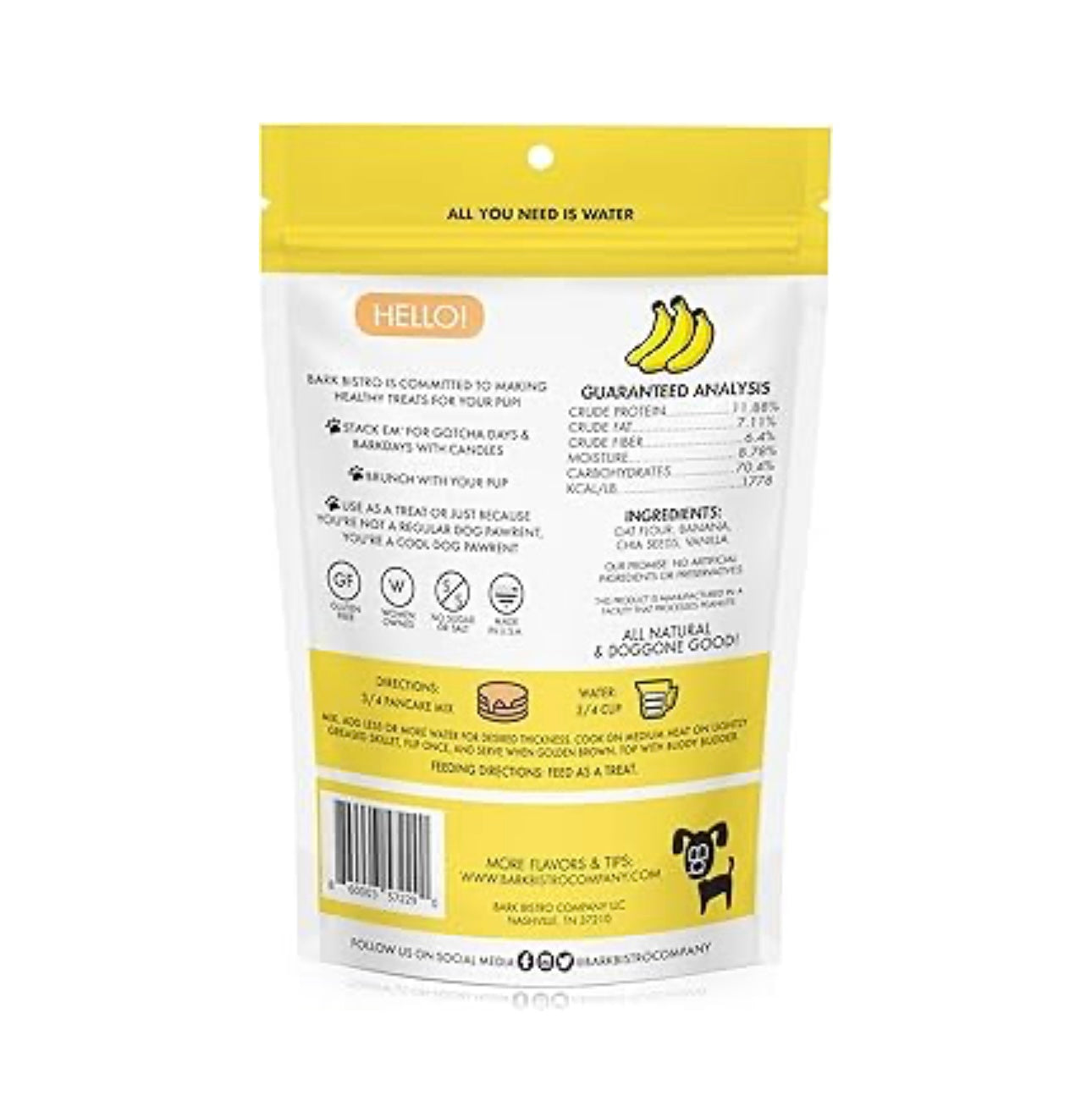 Bark Bistro Company Pooch Pancakes Barking Banana Dog Treat, 14-oz bag