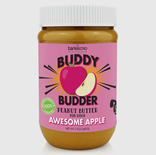 Bark Bistro Company Buddy Budder Awesome Apple Peanut Butter Lickable Dog Treat, 17-oz jar