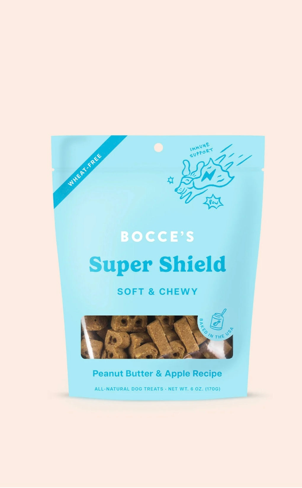 Bocce's Bakery Dailies Super Shield Peanut Butter + Apple Recipe Dog Treats, 6-oz pouch