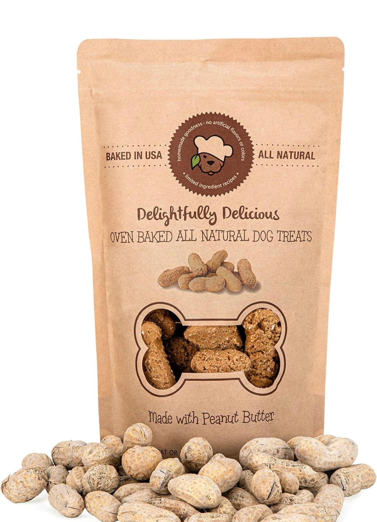 Delightfully Delicious Dog Treats Made in USA All Natural Oven Baked Training Treat with Peanut Butter | Easy to Digest, 7oz pouch