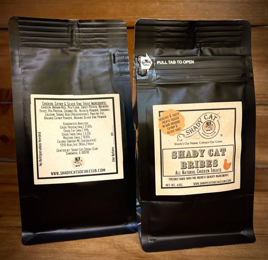Shady Cat Bribes - Cat Treats **new custom bags**: Chicken, Catnip and Silver Vine