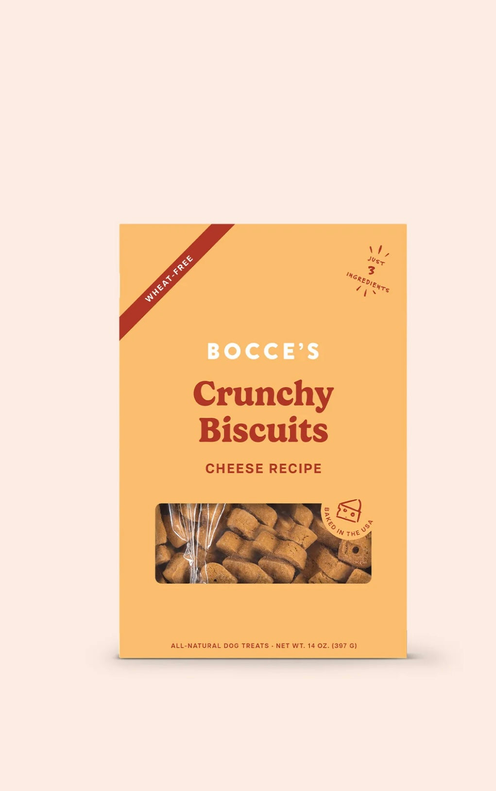 Bocce's Bakery Oven Baked Wheat-Free Cheese Recipe Dog Treats, 14oz box