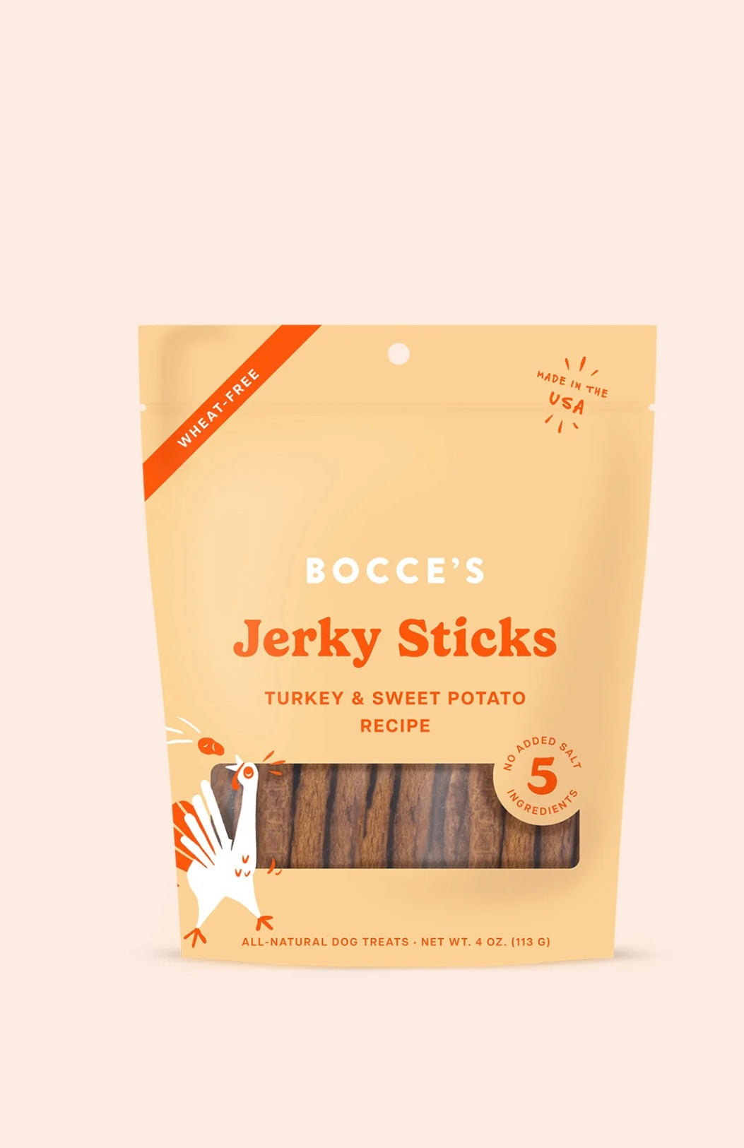 Bocce's Bakery Grazers Turkey Jerky Dog Treats, 4-oz pouch