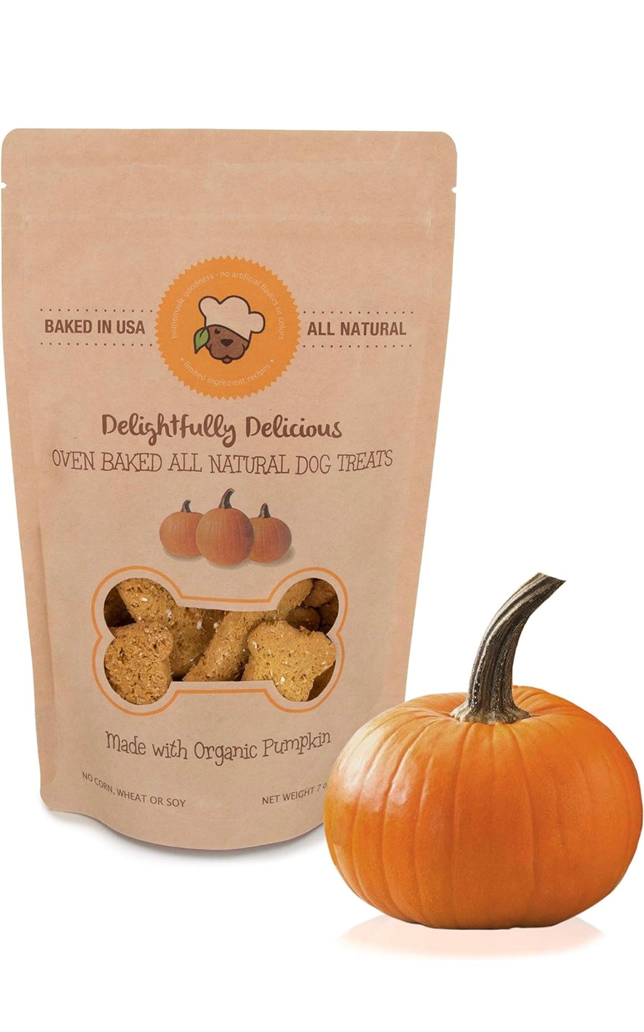 Delightfully Delicious Dog Treats Made in USA All Natural Oven Baked Training Treat with Pumpkin | Easy to Digest, 7oz pouch