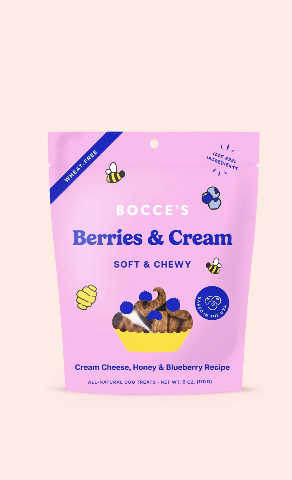 Bocce's Bakery Berries & Cream Soft & Chewy Dog Treats, 6-oz bag