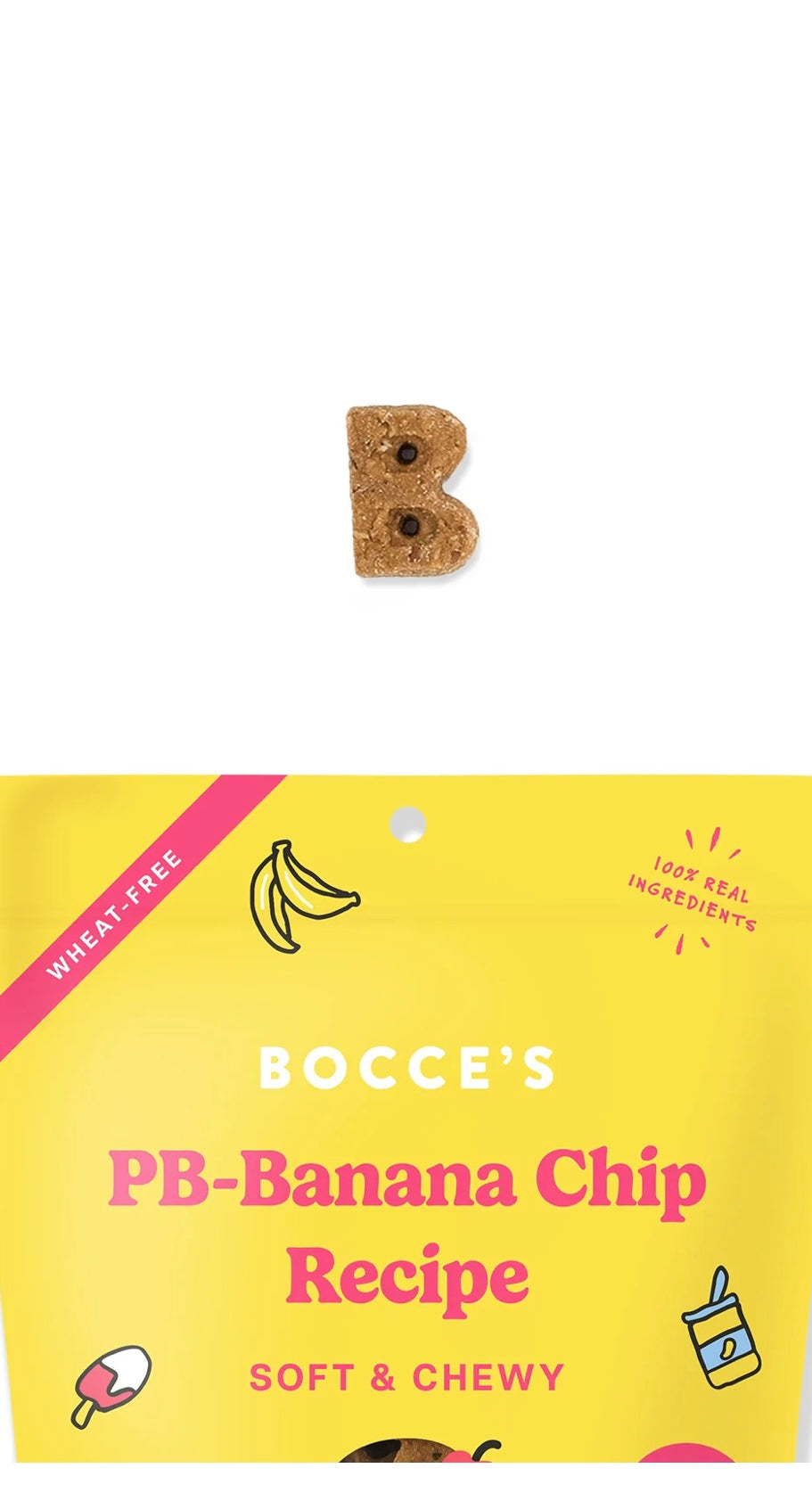 Bocce's Bakery Soft & Chewy Peanut Butter & Banana Recipe Dog Treats, 6oz Pouch