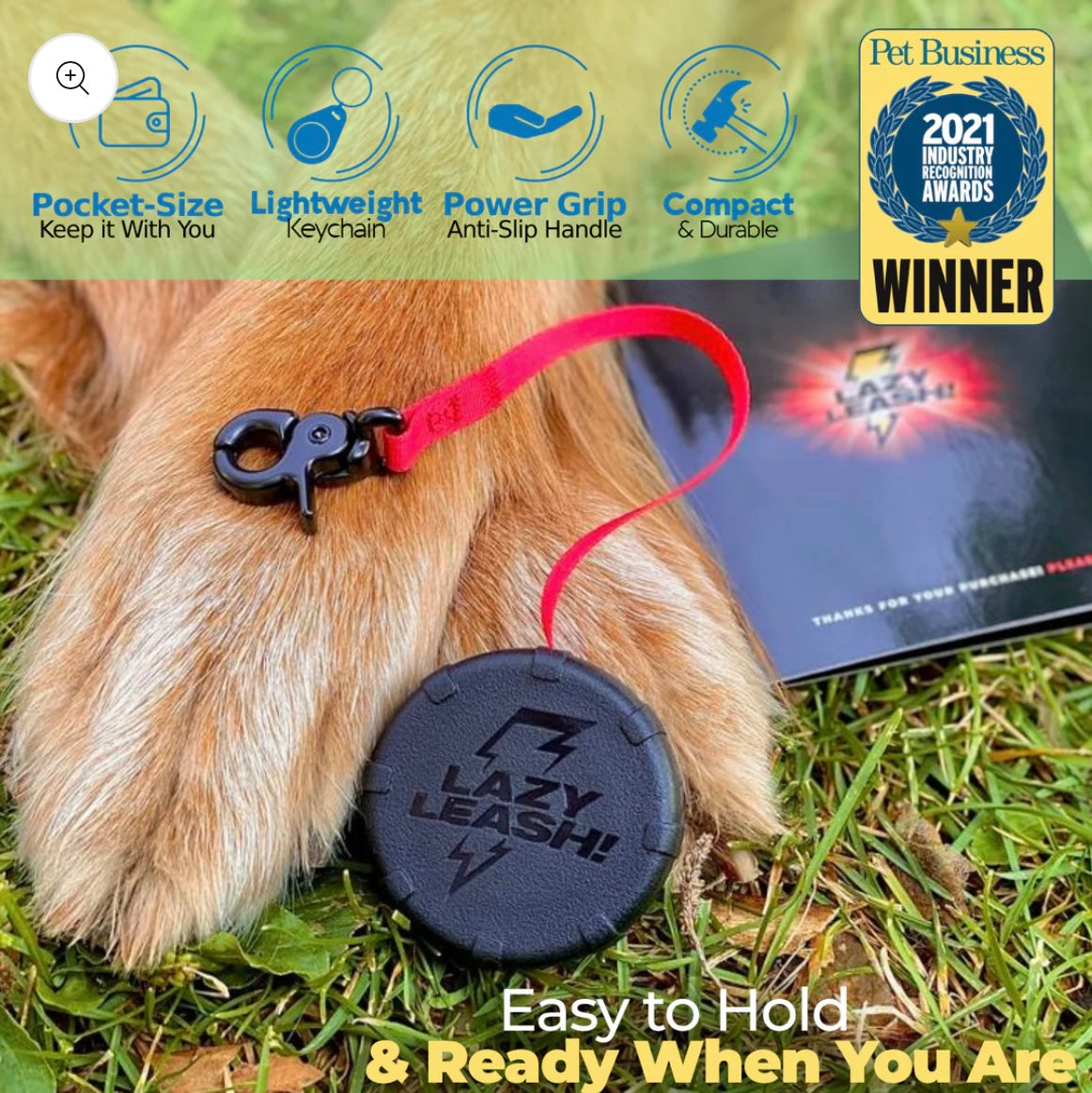 Lazy Leash. Pocket-Size Adjustable Power Leash. Clip-on Dog Lead.