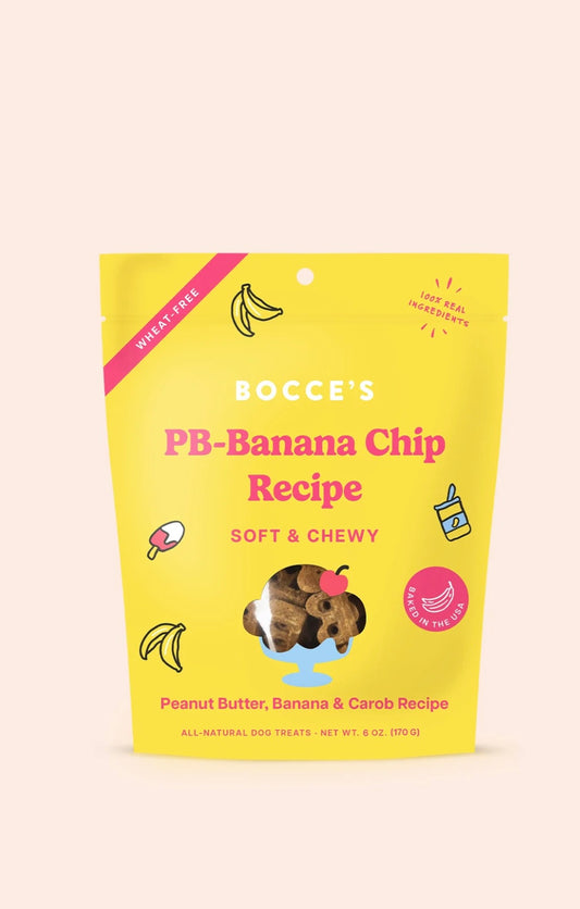 Bocce's Bakery Soft & Chewy Peanut Butter & Banana Recipe Dog Treats, 6oz Pouch